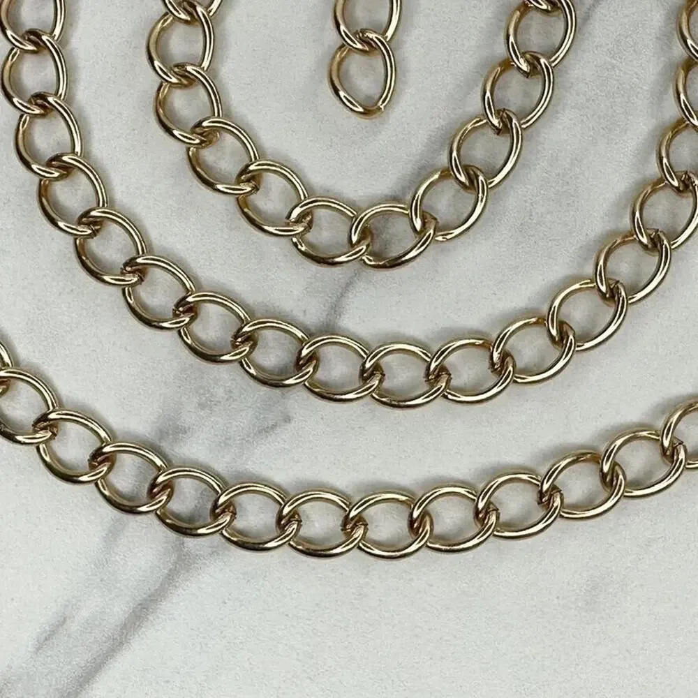 Gold Tone Simple Basic Metal Chain Link Belt Y2K Festival XS/Small (XS/S) ✨